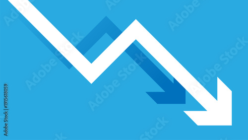 Downward Arrow Graph in Minimalist Flat Design