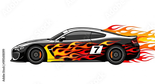 Flame Design Sports Car Racing.
