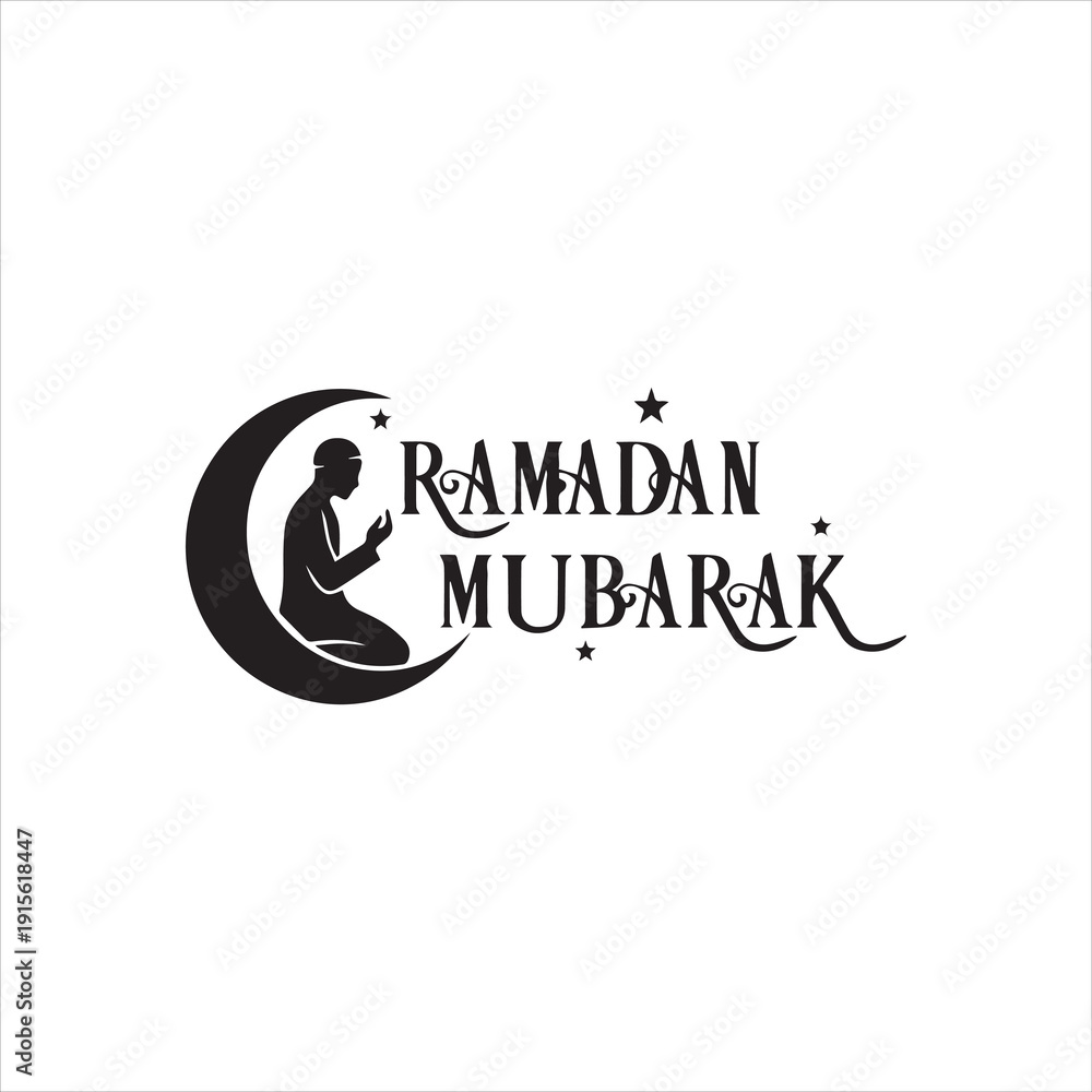 Fototapeta premium Abstract Prayer Crescent Logo Symbol for Devotion and Ramadan Mubarak Reflection