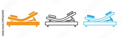 Reclining chair icons in orange black and blue