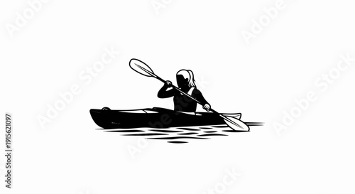 Person kayaking on water with a paddle