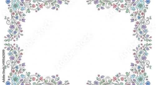Floral Frame with Colorful Petals.