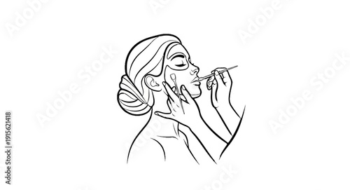 Person applying makeup to another person's face with brushes