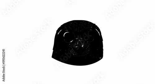 Minimalist black outline of an owl's face on a white background