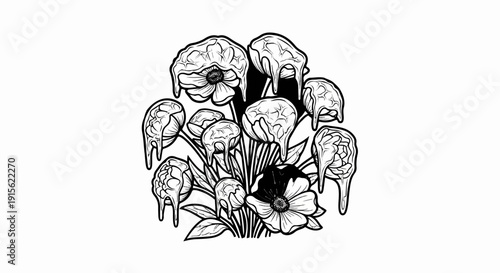 Melty brains in a bouquet of flowers