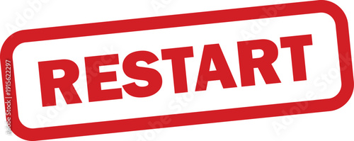 Restart stamp icon isolated on white background . Red restart stamp badge . Vector