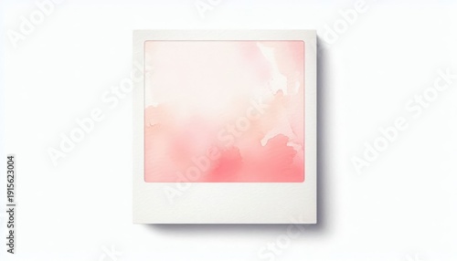 Vibrant pink watercolor background in white Polaroid frame