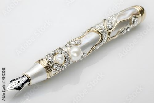 Luxury Fountain Pen with Pearl Inlay Detail