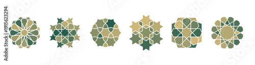 Ornate Arab geometric ornament with Islamic motifs and Ramadan symbols. Traditional mandala design featuring luxury gold decorations and elegant floral patterns for Muslim celebrations.