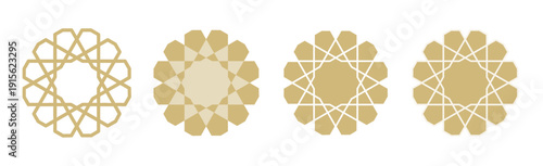 Islamic geometric ornament element with arabesque floral motif. Elegant Ramadan symbol designed as decorative vector shape for logos and branding