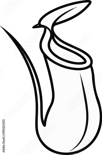 Outline illustration of a carnivorous pitcher plant with its distinctive trap-like structure