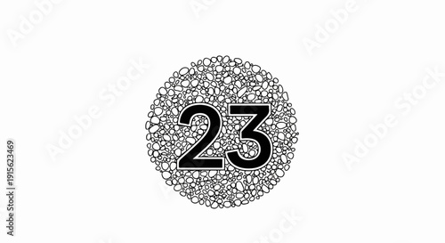 Number 23 set in a circular pattern of small stones