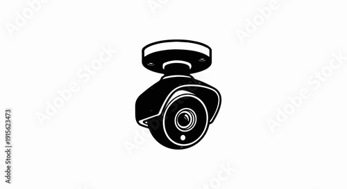 Modern surveillance camera mounted on ceiling for security monitoring