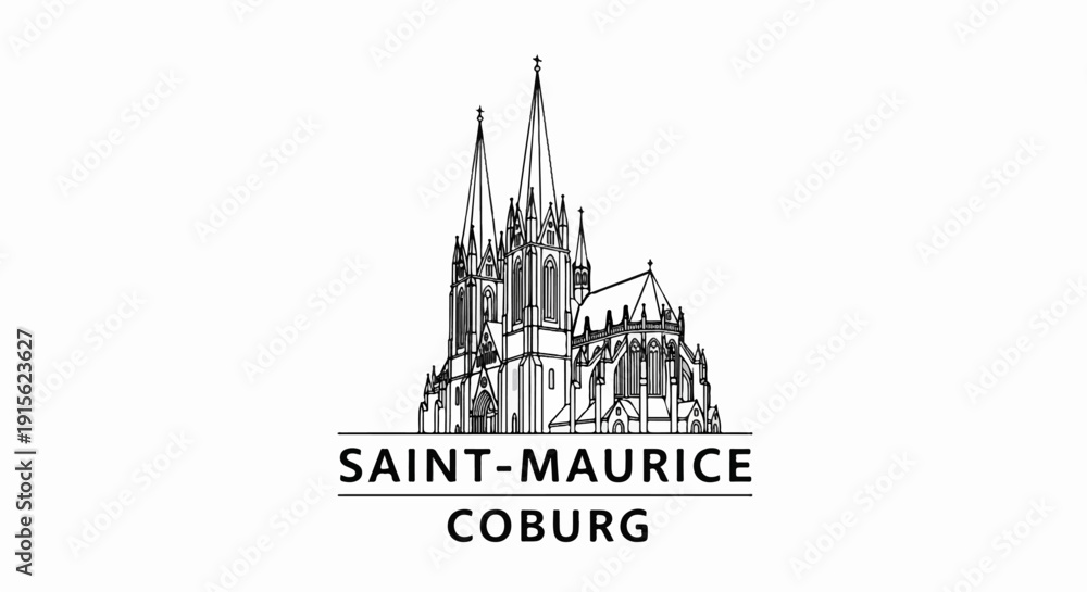 Fototapeta premium Ornate gothic cathedral with spires, a bell tower, and detailed facade