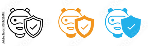 Security icons with smiling faces and shields