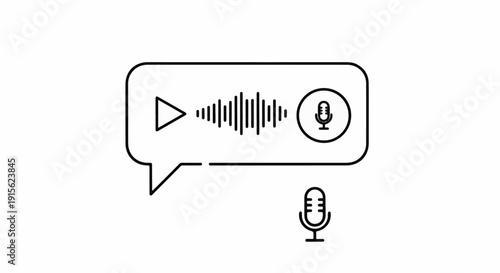 Minimalist icon of audio message with play, waveform, and microphone