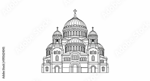 Ornate dome structure with intricate architectural details and cross