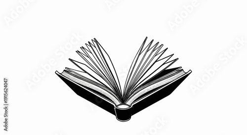 Open book with black cover and white pages fanned out