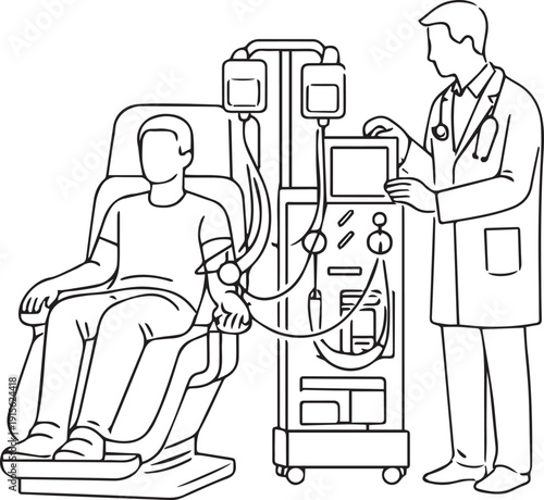Doctor Monitoring Patient Connected to Medical Machine