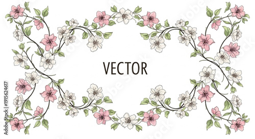 Floral Wreath Frame with Flowers.