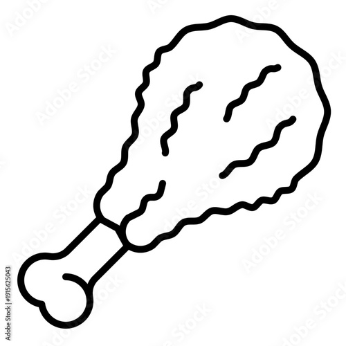 Fried Chicken Icon with Line Style