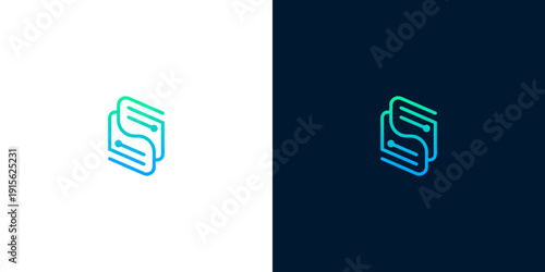 Modern abstract digital network logo design featuring flowing lines and interconnected dots in a vibrant gradient, symbolizing data transfer, technology, and connectivity
