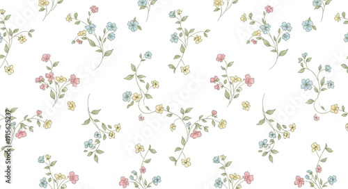 Floral Pattern with Small Wildflowers.