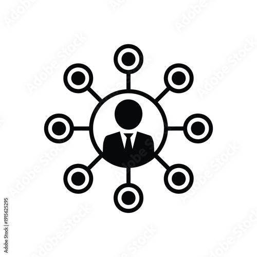 Simple network illustration featuring a central figure connected to multiple nodes