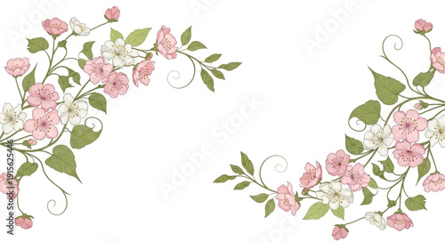 Floral Vine with Pink Flowers.