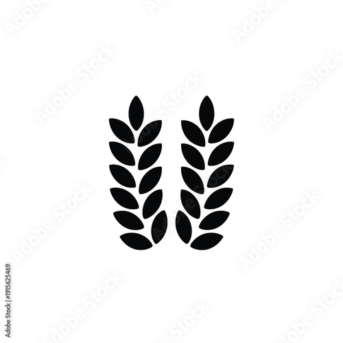 Simple black silhouette of two wheat or grain stalks side by side