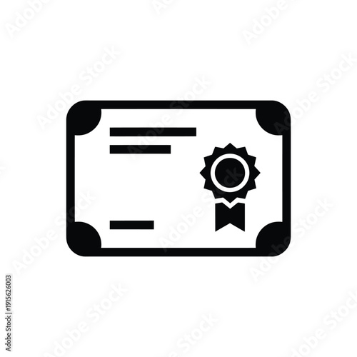 Simple black and white icon depicting a certificate or award document