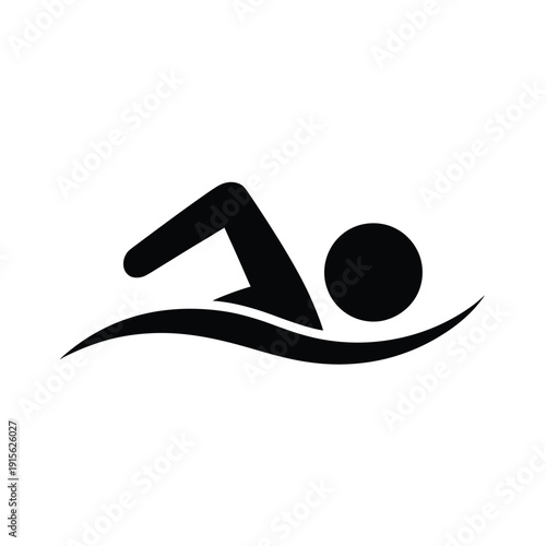 Simple black silhouette of a swimmer in water a minimalist design