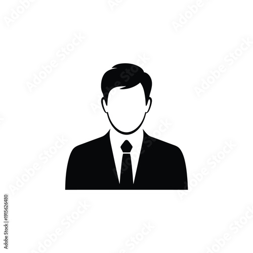 Simple black silhouette depicting a businessman or professional headshot
