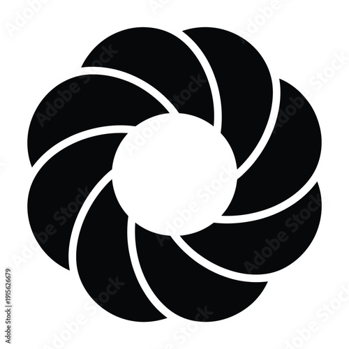 Abstract black and white floral design with swirling petal shapes