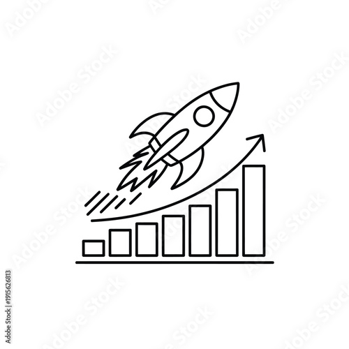 Rocket launching upwards symbolizing growth and financial success