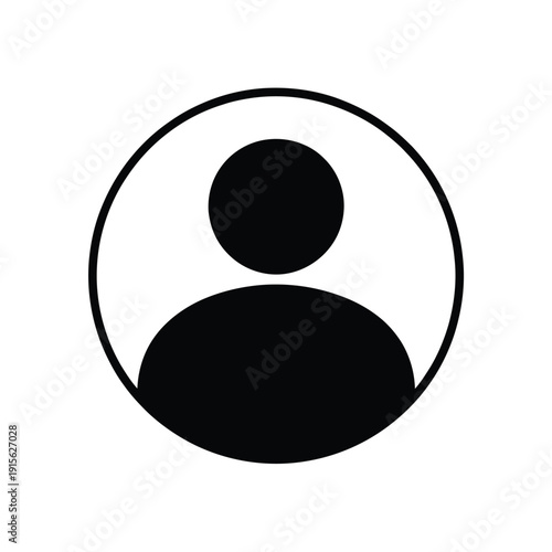 Simple black icon of a person within a circular frame