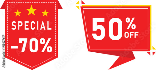 Sale and Discount Badges Collection, Special Offer Promotion Labels, Flat Vector Design