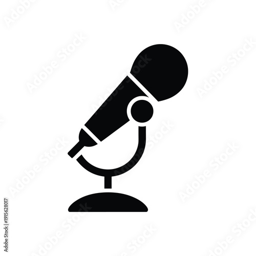 Simple black silhouette of a classic microphone on a stand