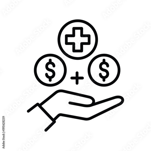 Hand holding coins with a medical cross representing healthcare costs