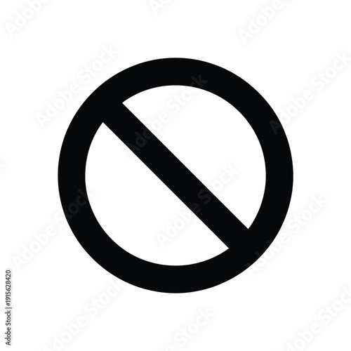 A simple black circle with a diagonal line indicating prohibition