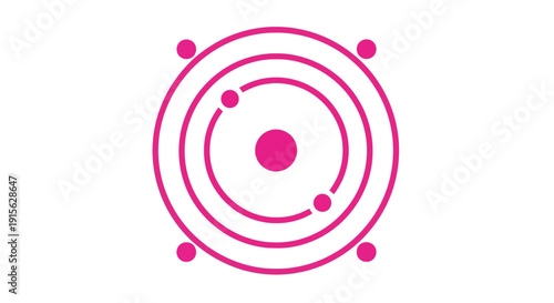 atom symbol, pink science icon