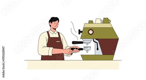barista making coffee with espresso machine
