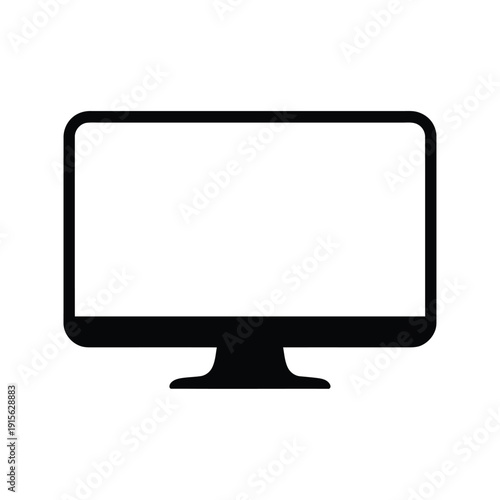Simple black outline of a modern flat screen computer monitor