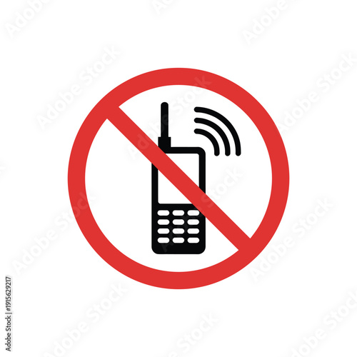 No mobile phones allowed a prohibition symbol featuring a cellular device