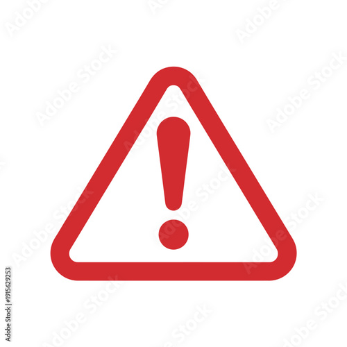 Red triangular warning sign with an exclamation point inside