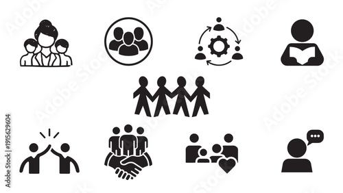 Human Connection & Teamwork Icon Set – Community, Collaboration and Support Vector Collection