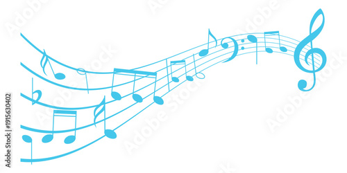 
blue musical notes melody on white background.vector illustration of blue colored sheet music - musical notes melody  .