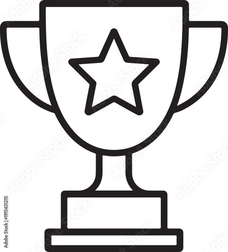 Prize trophy line icon with elegant handles and flat base modern outline silhouette.