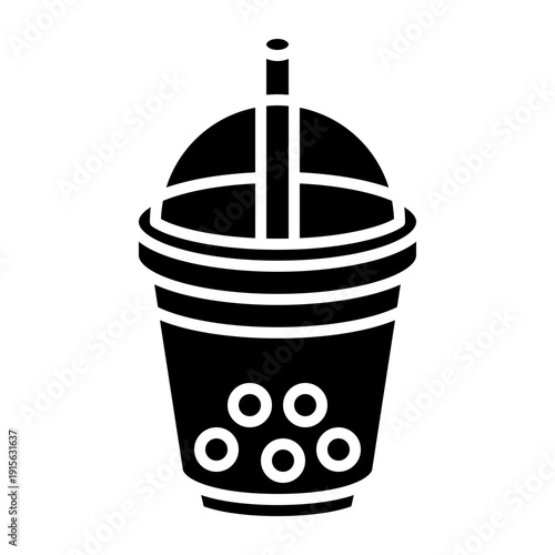 Bubble Tea Icon with Solid Style