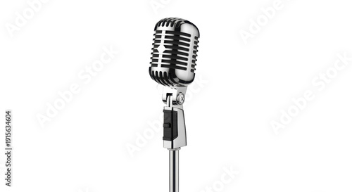 Konstfotografi Vintage chrome microphone PNG isolated on transparent background, classic record